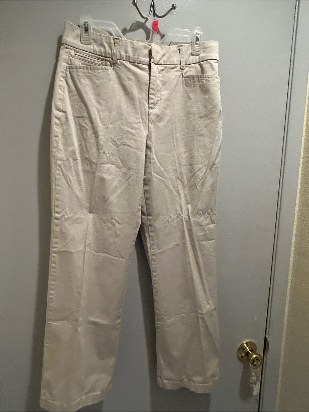 Woman Classic Straight-Leg Pants in Light Beige